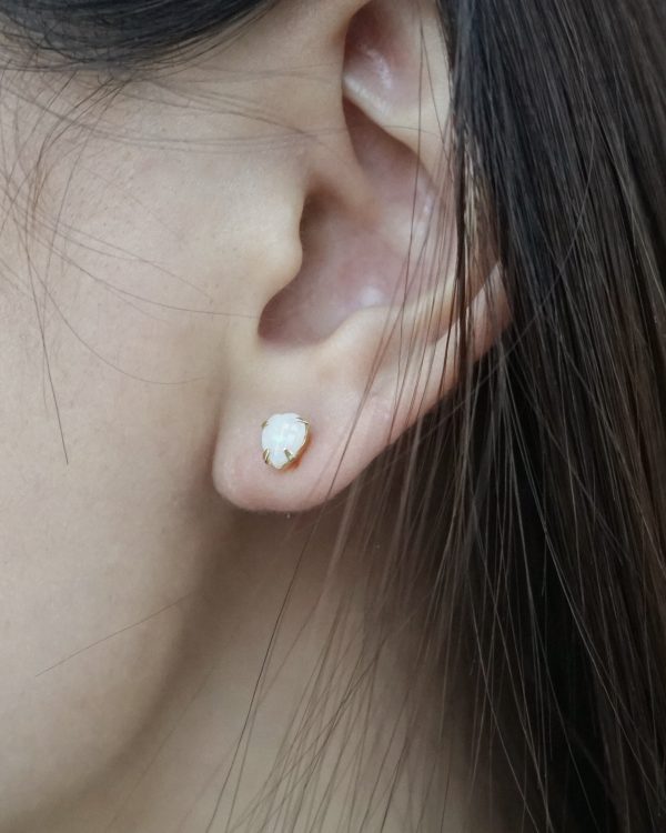 14k Gold x Opal Heart Earrings - Image 2