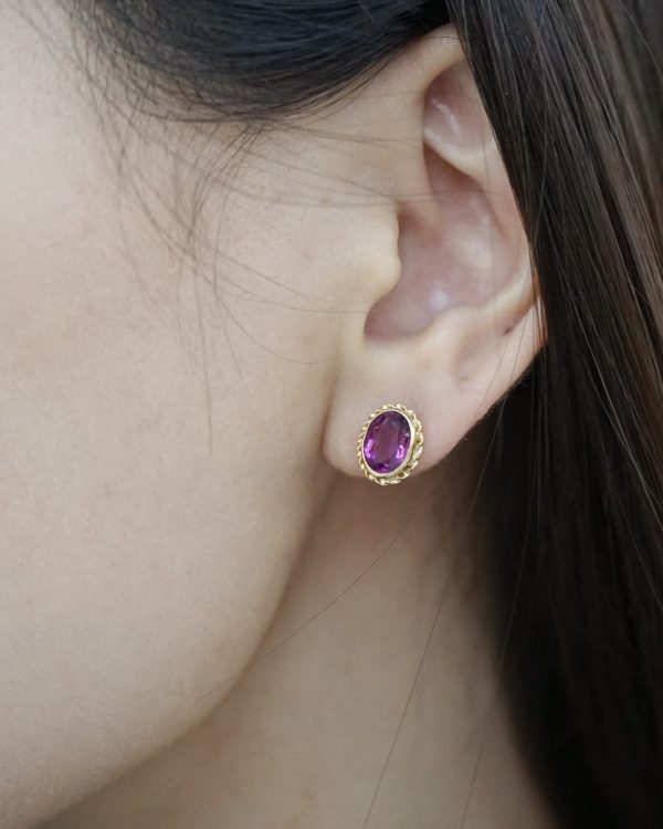 14k Gold x Ametsyst Earrings - Image 2