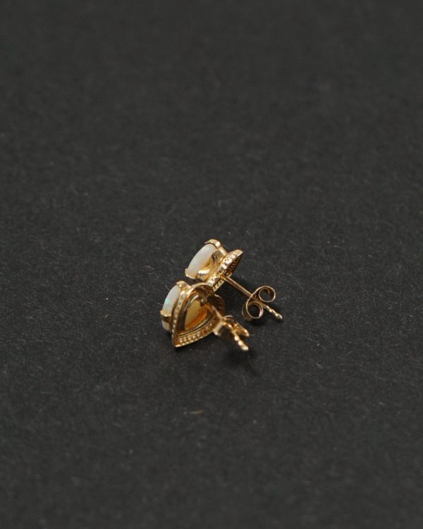 14k Gold x Opal Heart Earrings - Image 3