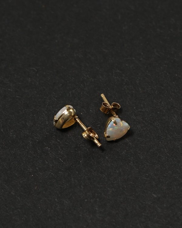 14k Gold x Opal Heart Earrings - Image 3